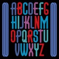 Set of bright vector tall upper case funky English alphabet lett