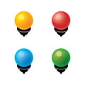 Set bright volumetric bulbs for a Christmas garland. Colored. Red, yellow, blue, green.  Vector illustration. Icons. Isolated Royalty Free Stock Photo