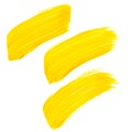 Set of bright yellow paint brush strokes Royalty Free Stock Photo