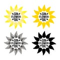 Set of bright yellow sunflower logo emblem