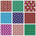 Set of brightl dotted seamless patterns, polka dot tiles