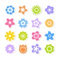 Set of brightly colored flowers on white background Royalty Free Stock Photo