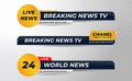 Set Of Broadcast News Lower Thirds Banner Template with Simple Concept  for Television, Media Channel, Video. Vector Illustration Royalty Free Stock Photo