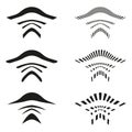 Set of broadcast waves. Minimal linear shapes. Black white abstract. Vector signal icons. Royalty Free Stock Photo