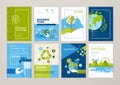 Set of brochure and annual report cover design templates of nature, environment, renewable energy, sustainable development