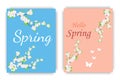 Set of brochure designs on a spring theme with apple tree branches. Royalty Free Stock Photo