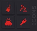 Set Broken bottle as weapon, Lighter, Judge gavel and Wallet icon. Vector