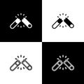 Set Broken cigarette icon isolated on black and white background. Tobacco sign. Smoking symbol. Vector Royalty Free Stock Photo