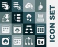 Set Broken file, Browser files, Server, Data, Web Hosting, Search cloud computing, Network connection, and Cloud hacking Royalty Free Stock Photo