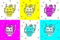 Set Broken robot icon isolated on color background. Artificial intelligence, machine learning, cloud computing. Vector Royalty Free Stock Photo