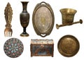Set of bronze antique items Royalty Free Stock Photo