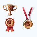 Set bronze medals and awards, trophy Royalty Free Stock Photo