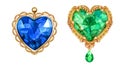 A set of brooches in the form of a heart