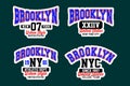 Set Brooklyn NY New York vintage college varsity badge labels Royalty Free Stock Photo