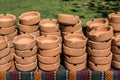 Set of brown ceramic ashtrays