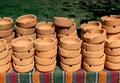 Set of brown ceramic ashtrays