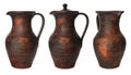 Set with brown clay jugs on white background. Banner design Royalty Free Stock Photo