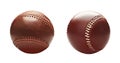 set of brown leather baseball balls on isolated transparent background. AI generated Royalty Free Stock Photo