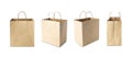 Set of Brown paper shopping bag isolated on white background with clipping path. Royalty Free Stock Photo