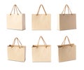 Set of Brown paper shopping bag isolated on white background with clipping path. Royalty Free Stock Photo