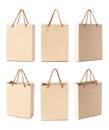 Set of Brown paper shopping bag isolated on white background with clipping path. Royalty Free Stock Photo