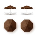 Set of Brown Patio Outdoor Beach Cafe Restaurant Round Umbrella