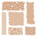 Set of brown ribbons. Washi tapes collection with pattern in vector Royalty Free Stock Photo