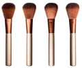 Set of brown soft cosmetic brushes in different light conditions