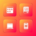 Set Browser files, Books about programming, Laptop and Mobile Apps icon. Vector