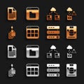 Set Browser files, Cloud technology data transfer, Server, Data, Web Hosting, export, File document and icon. Vector Royalty Free Stock Photo