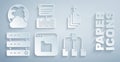 Set Browser files, Data export, Server, Data, Web Hosting, Folder tree, and Social network icon. Vector