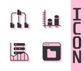 Set Browser files, Folder tree, Server, Data, Web Hosting and analysis icon. Vector Royalty Free Stock Photo
