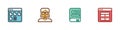 Set Browser files, Hacker or coder, Books about programming and MySQL icon. Vector