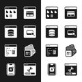 Set Browser files, Server, Data, Web Hosting, Search engine, Software, Processor, Loading data window and Mobile Apps Royalty Free Stock Photo