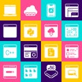 Set Browser files, Software, Mobile Apps, Python programming language, window, Laptop and Cloud technology data transfer Royalty Free Stock Photo
