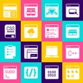 Set Browser files, Software, Search engine, with shield, Cloud technology data transfer, Books about programming Royalty Free Stock Photo
