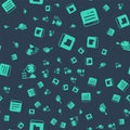 Set Browser files, window, Network cloud connection and Data export on seamless pattern. Vector Royalty Free Stock Photo