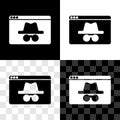 Set Browser incognito window icon isolated on black and white, transparent background. Vector Royalty Free Stock Photo