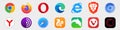 Set browser. Internet browser on transparent background. Google Chrome, Mozilla Firefox, Microsoft Edge, Internet Explorer, Safari