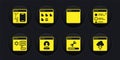 Set Browser setting, files, Create account screen, Loading data window, Cloud technology transfer and Software icon Royalty Free Stock Photo