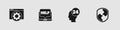 Set Browser setting, Laptop and help, Support operator touch and Shield icon. Vector Royalty Free Stock Photo