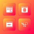 Set Browser setting, Server, Data, Web Hosting, Search engine and Debugging icon. Vector Royalty Free Stock Photo