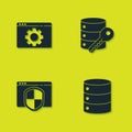 Set Browser setting, Server, Data, Web Hosting, with shield and security key icon. Vector Royalty Free Stock Photo