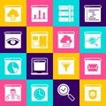 Set Browser with shield, Website and mail, stocks market, Server, developer programming code, incognito window, Cloud Royalty Free Stock Photo