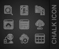 Set Browser window, Cloud technology data transfer, files, computing lock, Network cloud connection, Failed access Royalty Free Stock Photo