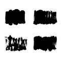 Set of brush hand drawn vector black ink square stains isolated on the white. Royalty Free Stock Photo