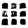 Set of brush hand drawn vector black ink square stains isolated on the white. Royalty Free Stock Photo