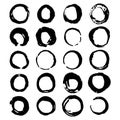 Set of brush hand drawn vector black ink wine or coffee stains isolated on the white. Royalty Free Stock Photo