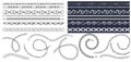 Set of brush patterns with retro hand-drawn sketch chain on dark background. Drawing engraving texture. Great design for