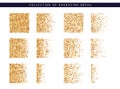 Set of brush stipple gold pattern for design. Dot texture.